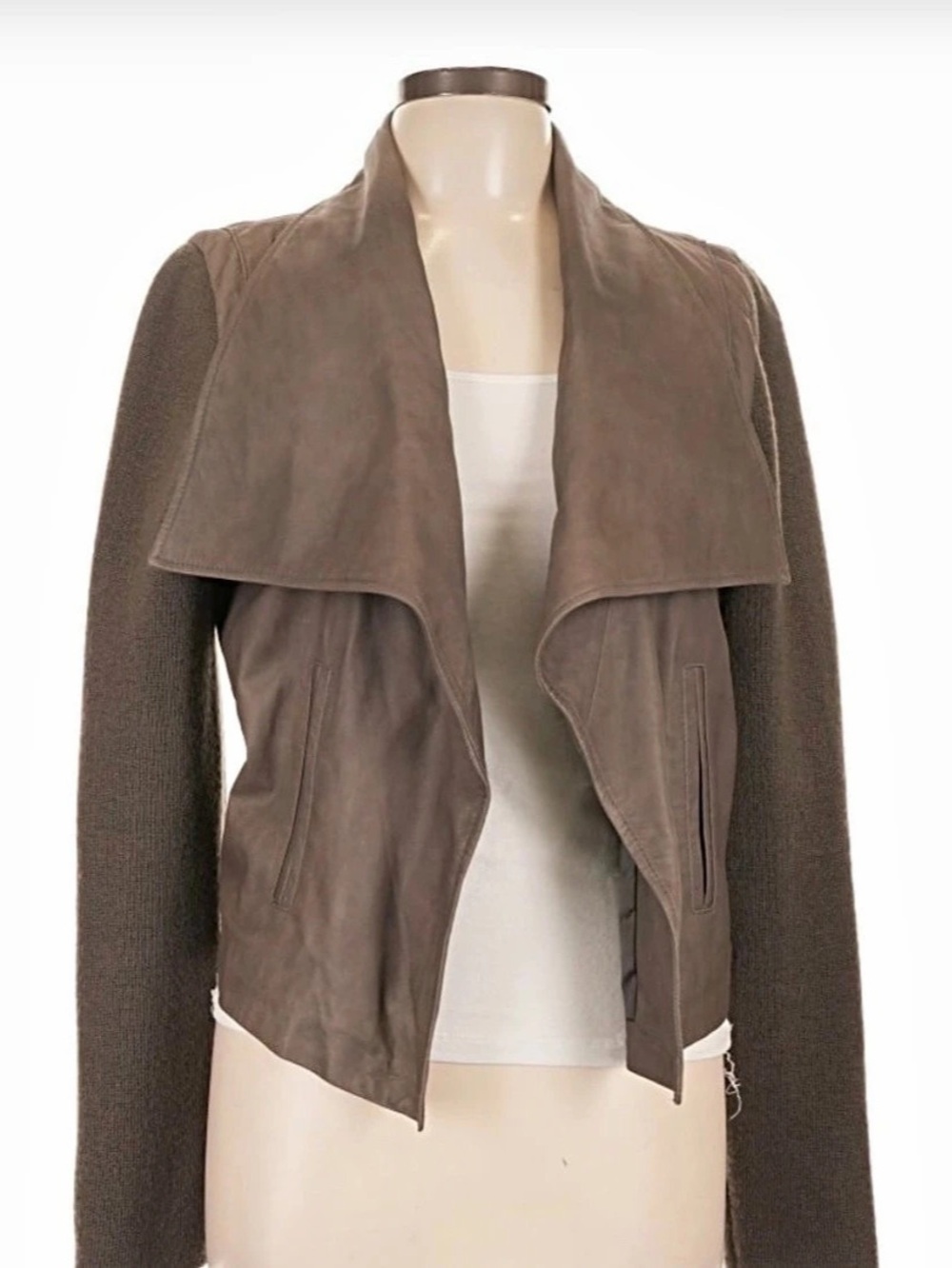 Joie Leather Draped Jacket Brown Large